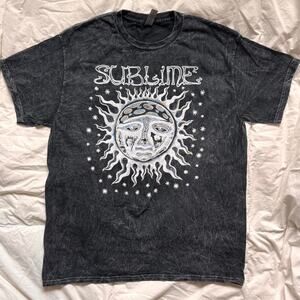 Sublime graphic band tee sz L black mineral washed sun stars celestial goth